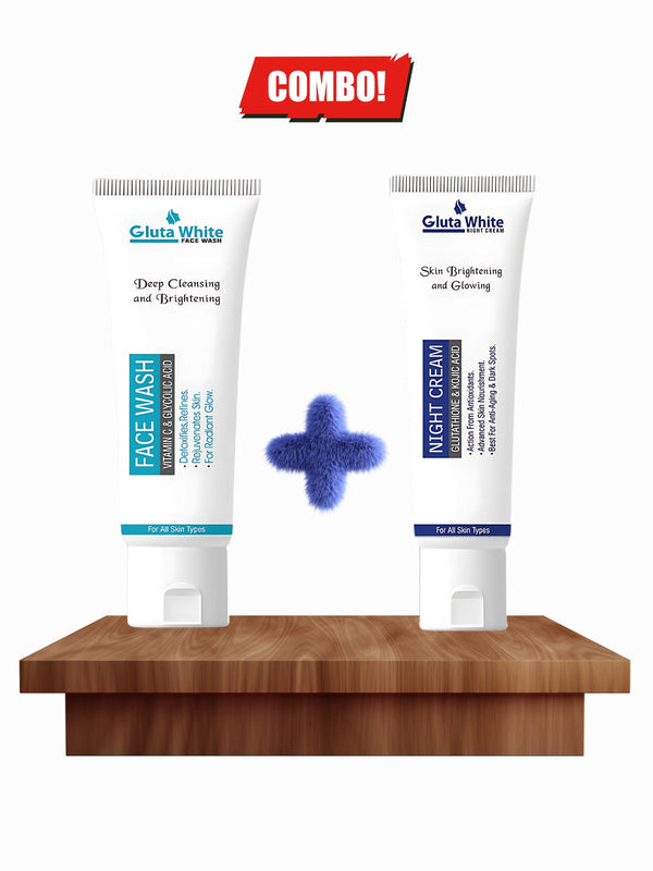 Gluta White Night Cream Tube + Face Wash Deal